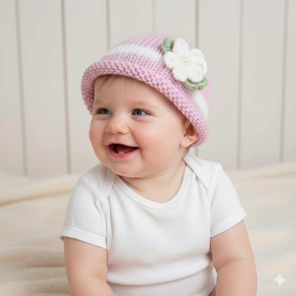 Easy Baby Girl Flower Beanie