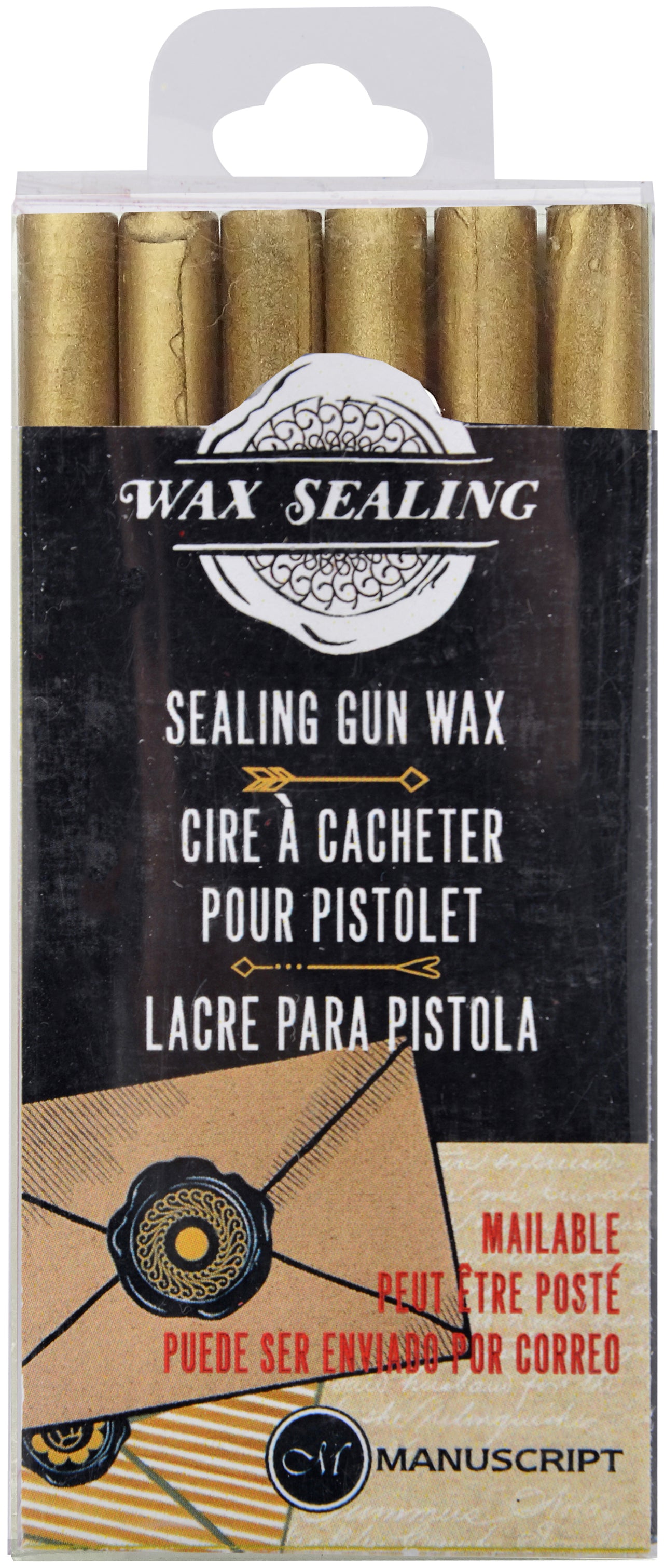 Manuscript Pen Manuscript Sealing Gun Wax Sticks 6/Pkg - Gold
