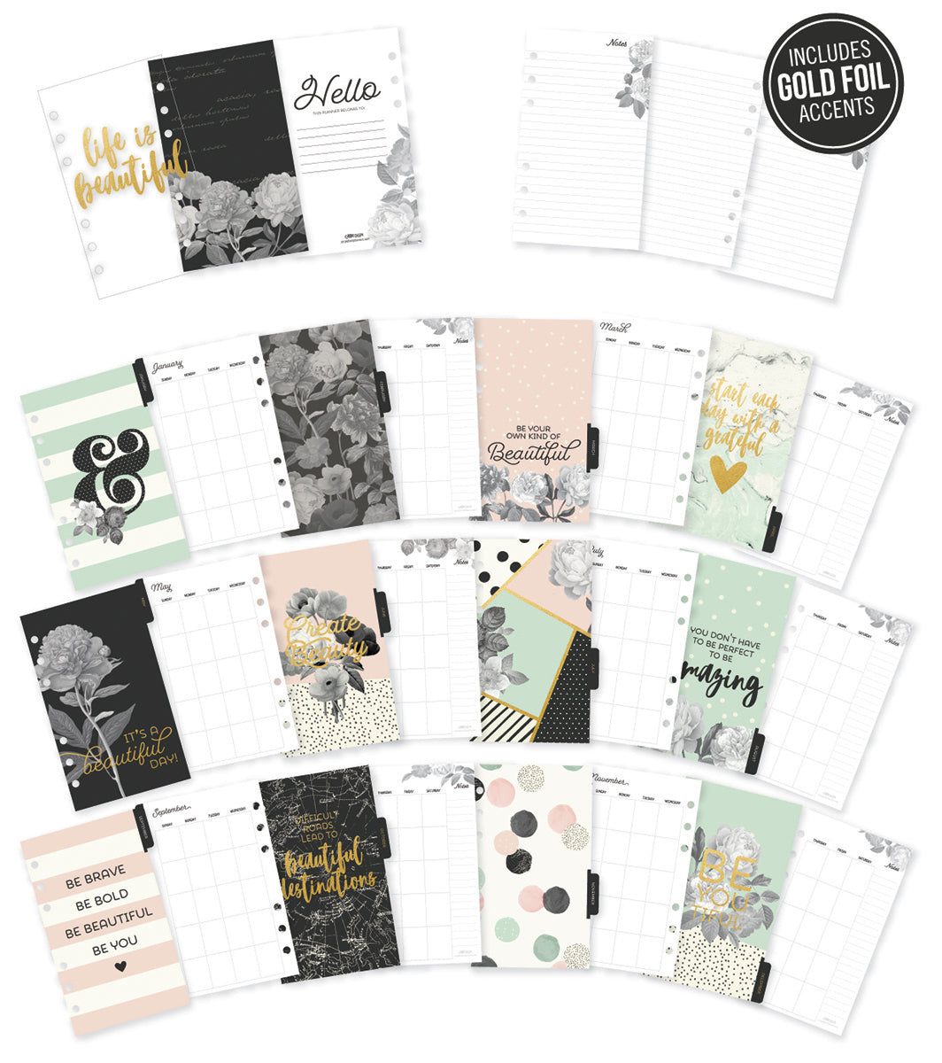 Carpe Diem Beautiful Double-Sided Personal Planner Inserts - Monthly, Undated