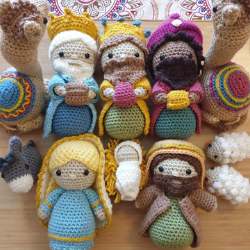 Nativity Scene Mary Joseph Jesus Donkey Sheep Melchior Balthasar Gaspar Camel Krippe Manger amigurumi three Magi