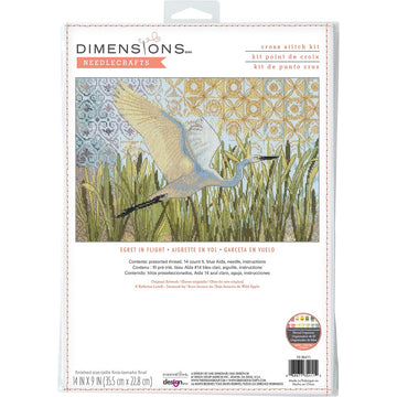 Dimensions Counted Cross Stitch Kit: Egret In Flight - 35.5 x 22.8 cm