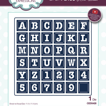Creative Expressions Craft Dies By Sue Wilson - Expressions-Alphabet Grid 4.5"X4.5"