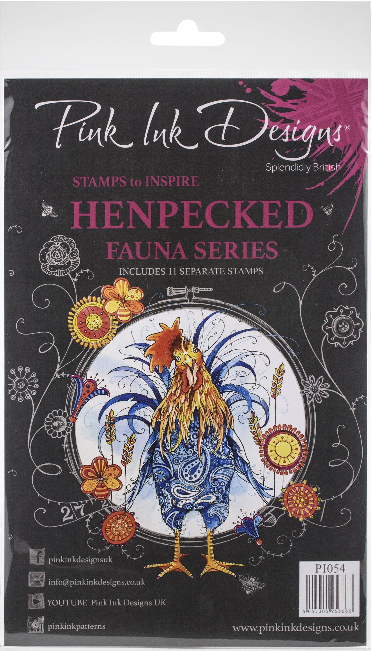 Creative Expressions Pink Ink Designs A5 Clear Stamp Set - Henpecked