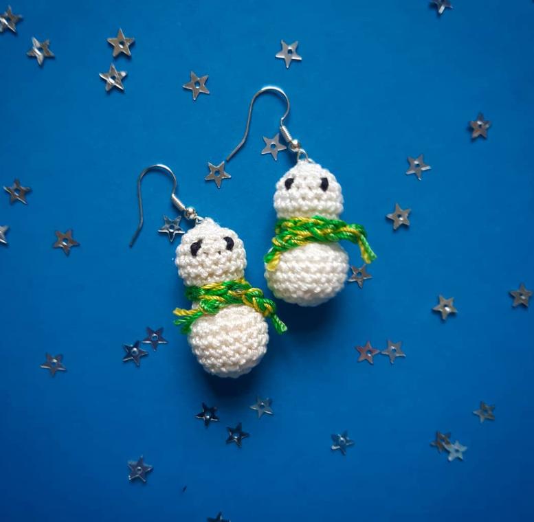 Mini Snowman Christmas Earrings