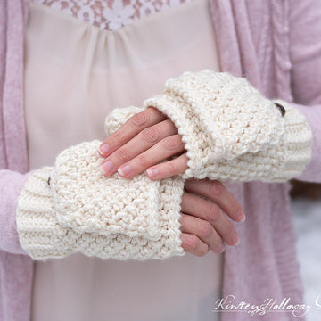 Double Seed Stitch Convertible Mittens