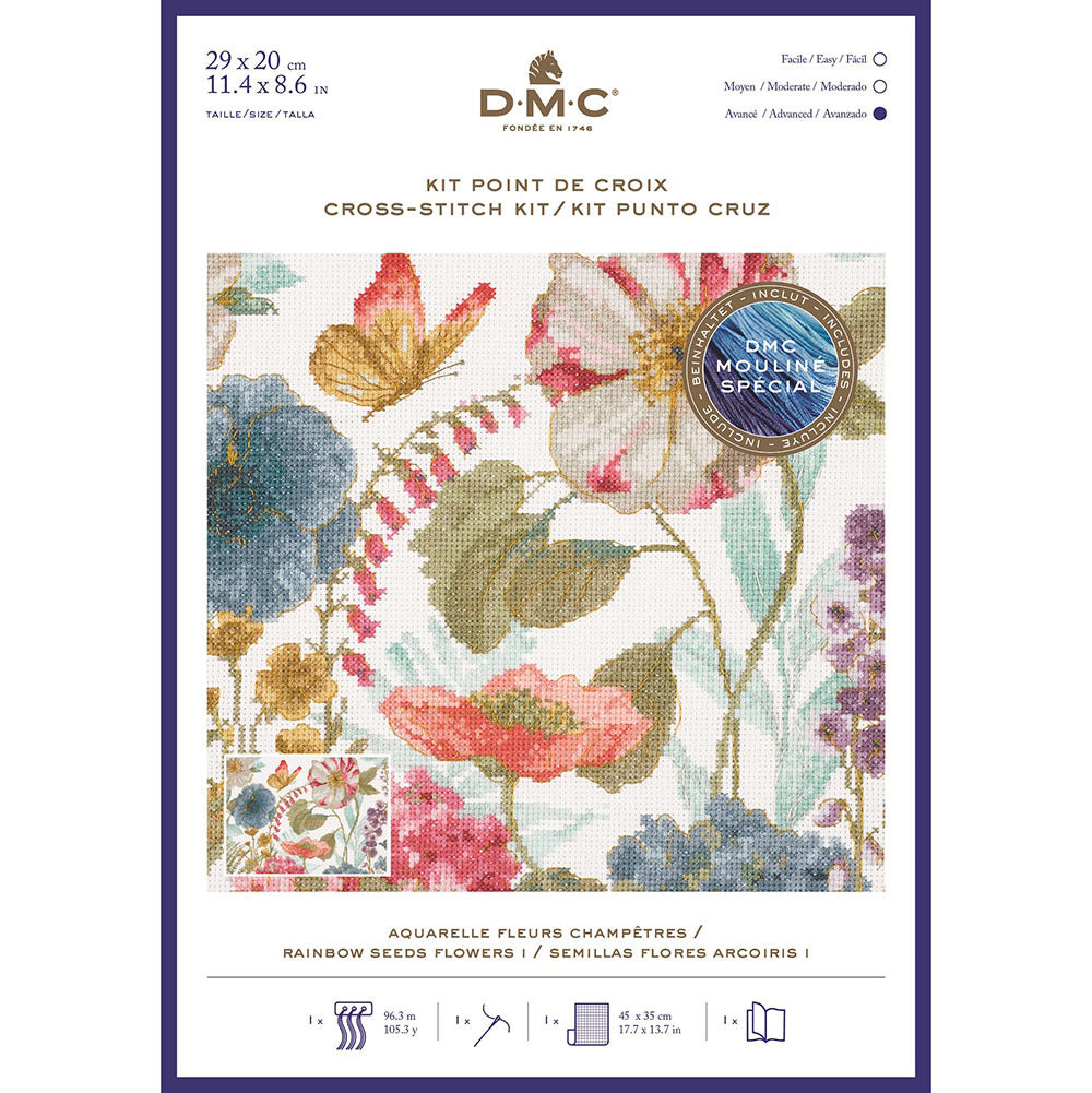 DMC Rainbow Seeds Flowers I Cross Stitch Kit - 22cm x 30cm