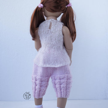 Pink dream outfit knitting flat for 18 in doll