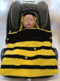 Buzzee Bee Hooded Baby Car Seat Blanket