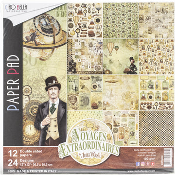 Ciao Bella Double-Sided Paper Pack 90lb 12"X12" 12/Pkg - Voyages Extraordinaires, 12 Designs/1 Ea