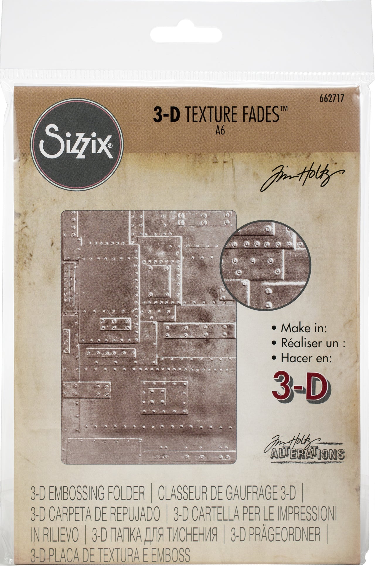 Sizzix 3D Texture Fades Embossing Folder By Tim Holtz - Foundry