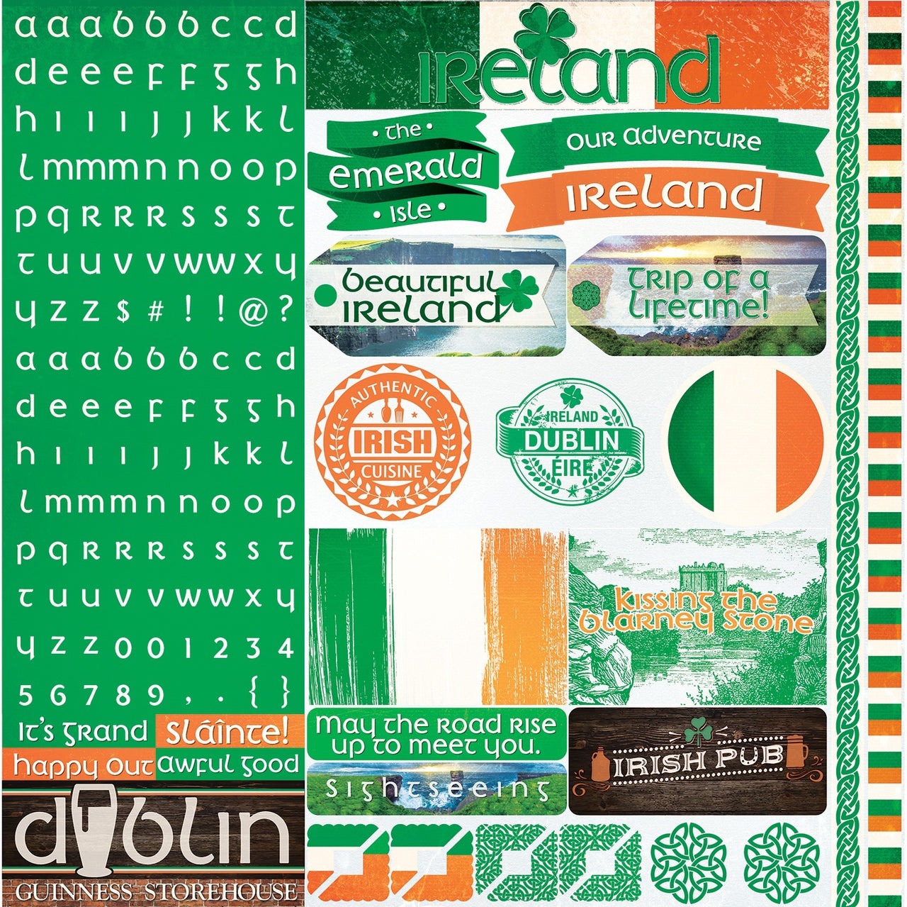 Reminisce Alpha Combo Cardstock Stickers 12"X12" - Ireland