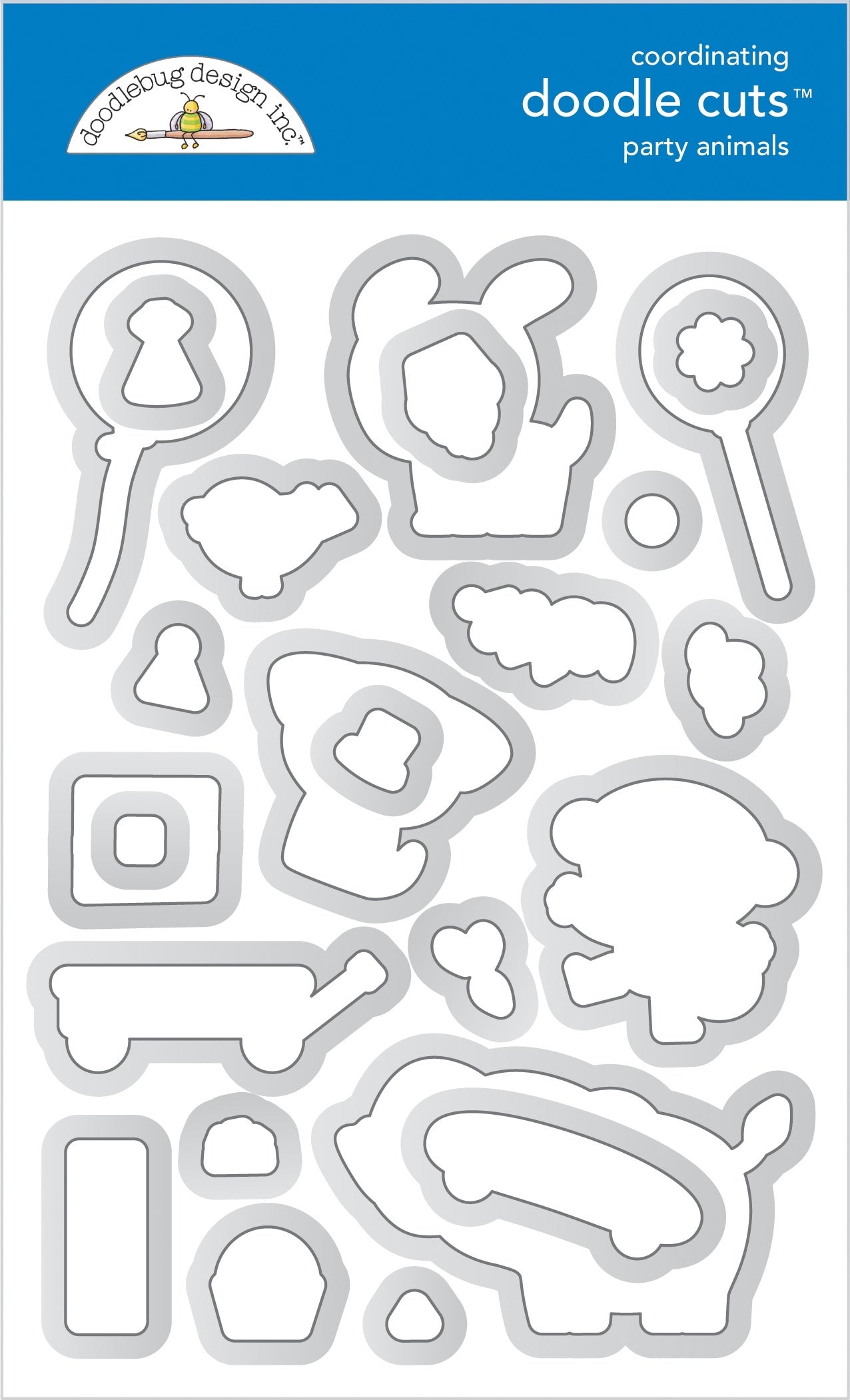 Doodlebug Clear Doodle Stamps - Party Animals Boy, Party Time