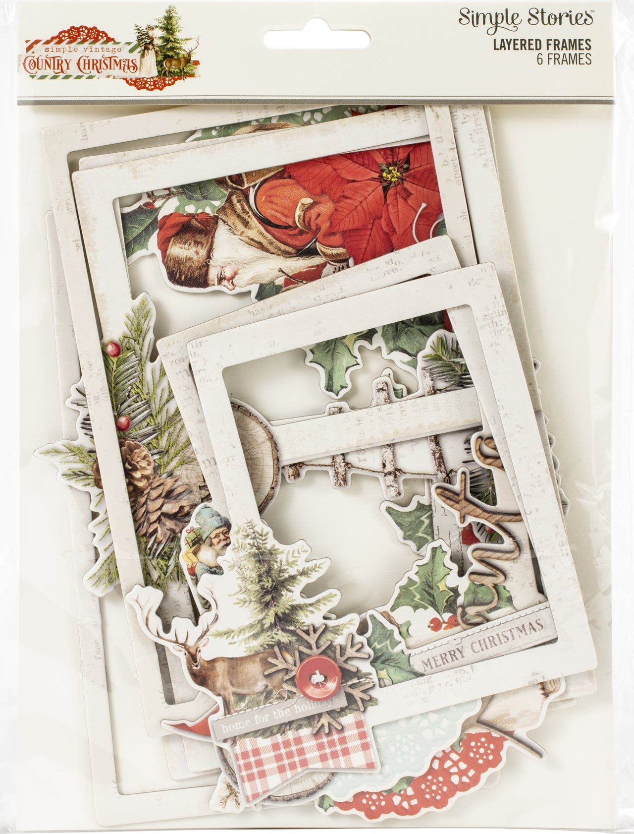 Simple Stories Country Christmas Layered Frames Die-Cuts 6/Pkg - 600388