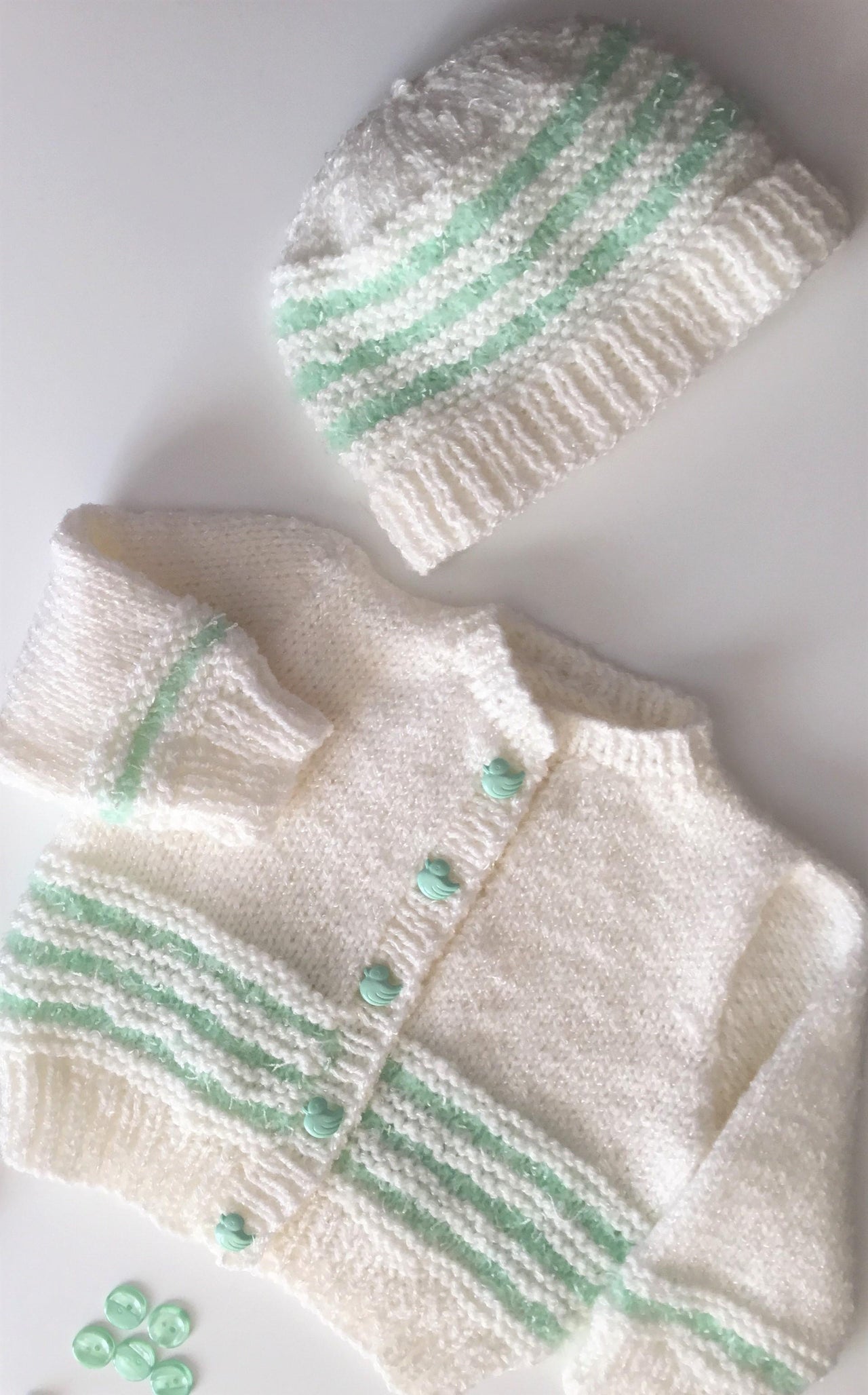 Baby cardigan with matching Beanie hat
