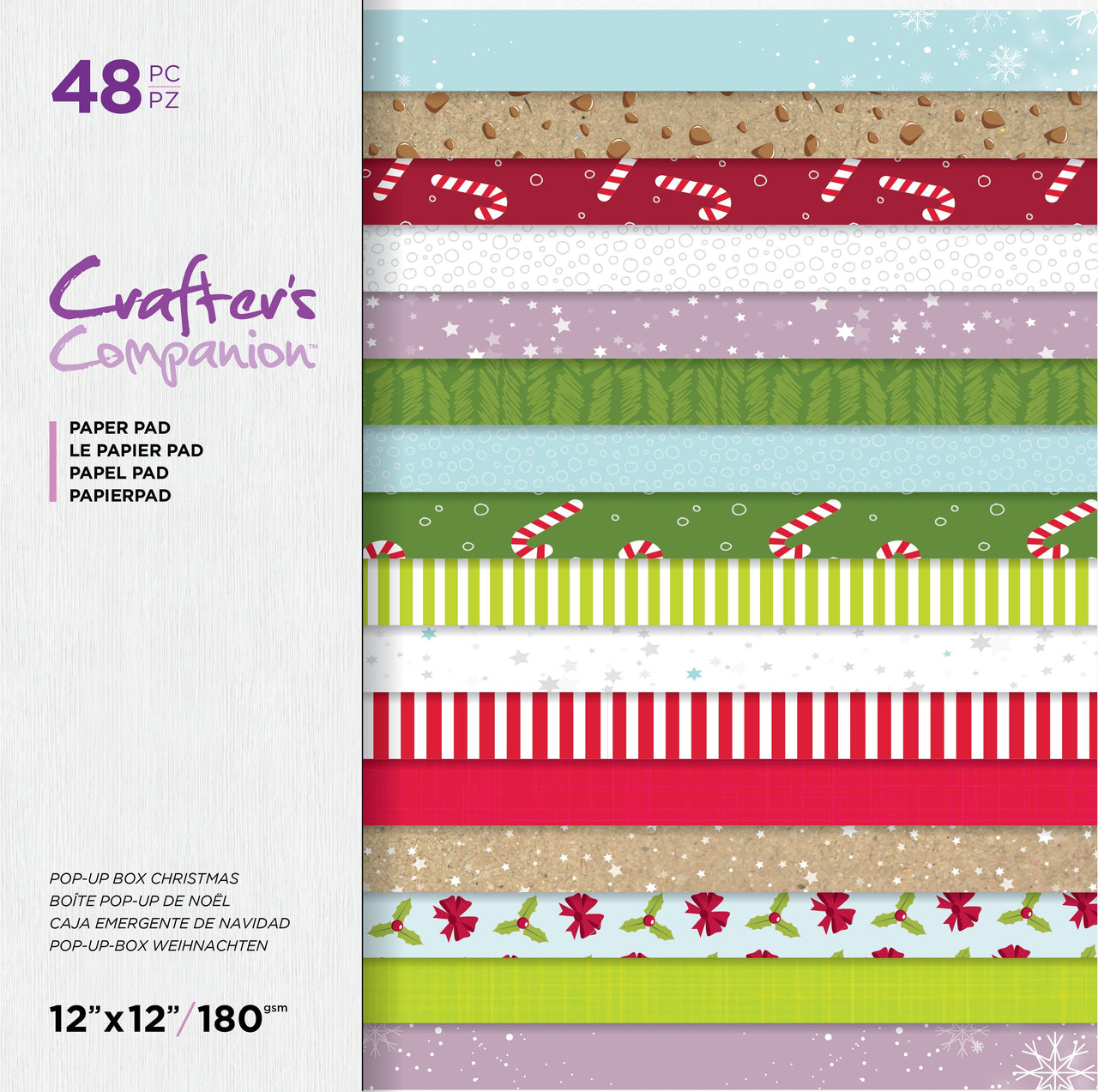 Crafter's Companion Printed Single-Sided Paper Pad 12"X12" - Pop-Up Box Christmas