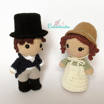 Mr. Darcy and Elizabeth (Pride and Prejudice) amigurumi dolls - crochet patterns by Crochelandia