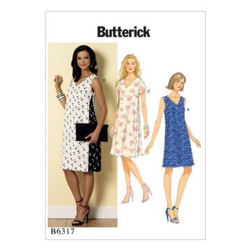 Butterick Misses' Pullover V-Neck Dresses B6317 - Sewing Pattern