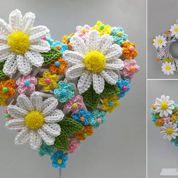 Willow deco with daisies - easy from scraps of yarn