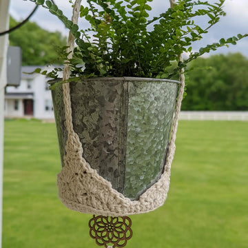 Crochet Plant Hanger Pattern Beginner Hanging Pot Holder DIY Easy Indoor Plant Holder Crochet Handmade Home Decor Pattern Macrame Style Look