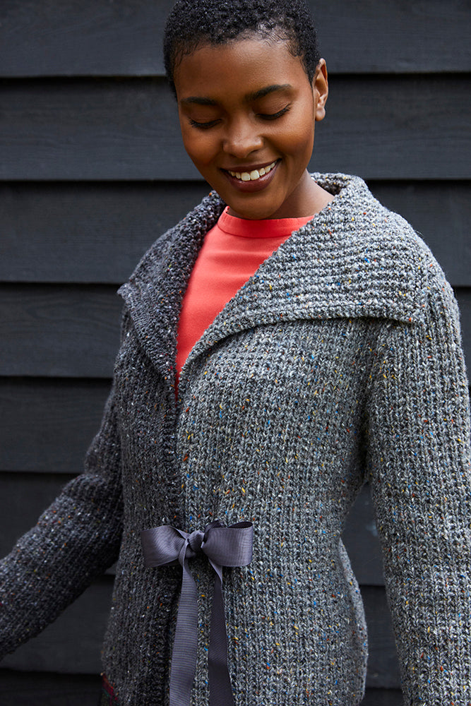 " Ora " - Cardigan Knitting Pattern For Women in Debbie Bliss Donegal Luxury Tweed Aran by Debbie Bliss