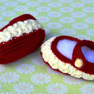 Mock Cables Mary Jane Baby Booties