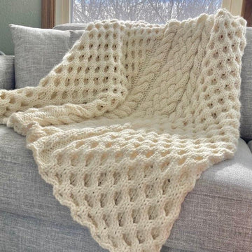 Winter Bees Knit Cable Blanket