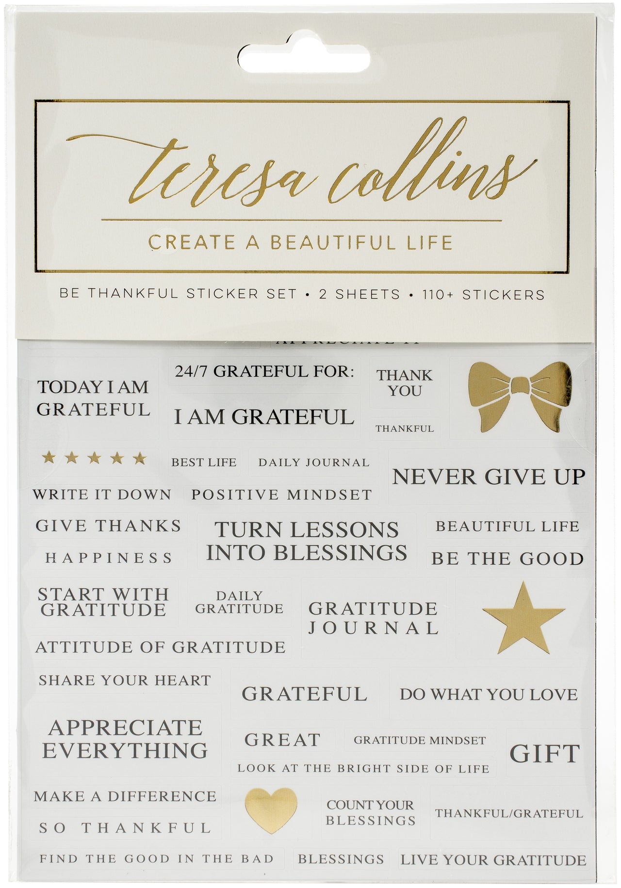 Teresa Collins Designer Stickers 2/Sheets - Be Thankful