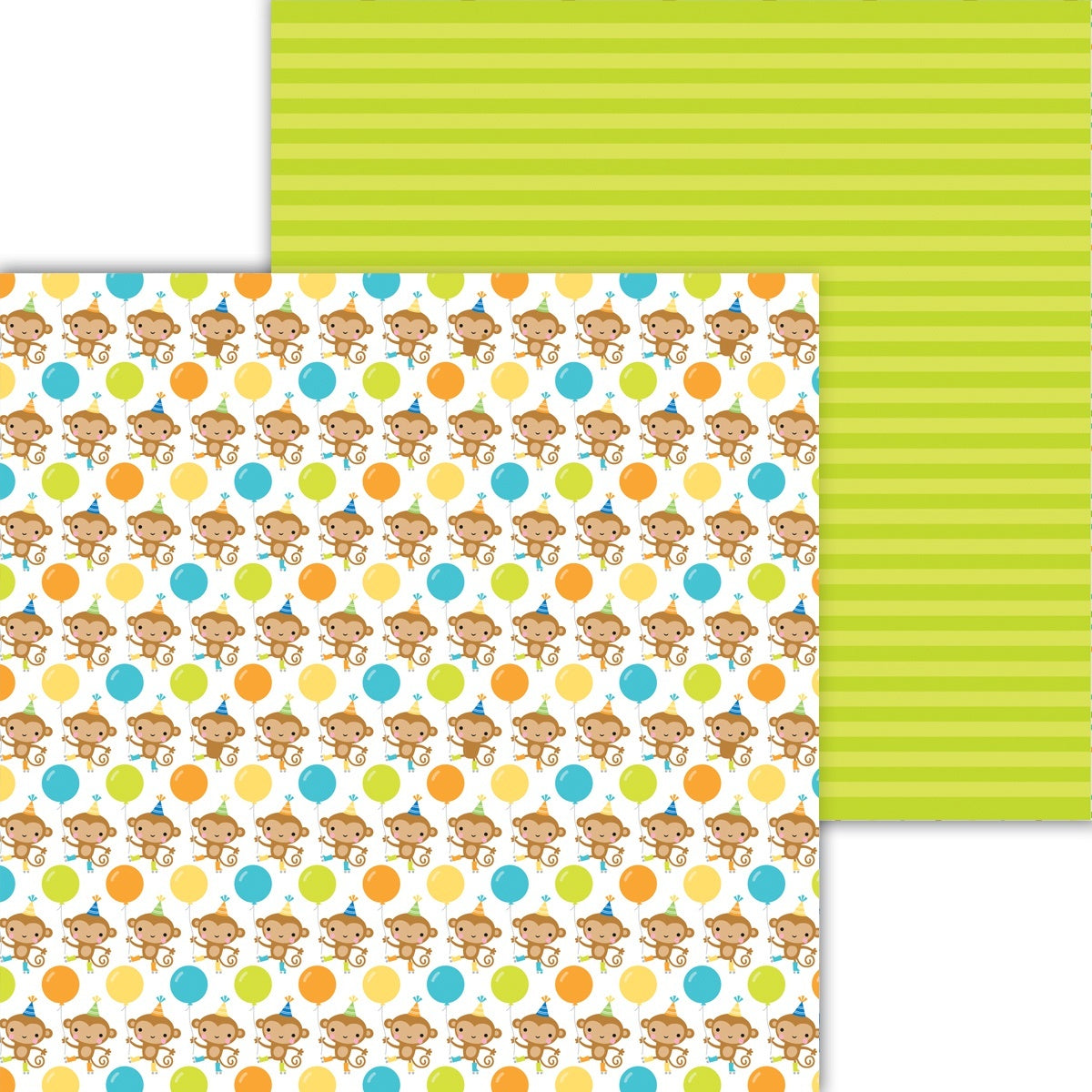 Doodlebug Party Time Double-Sided Cardstock 12"X12" 25/Pkg - Monkeying Around