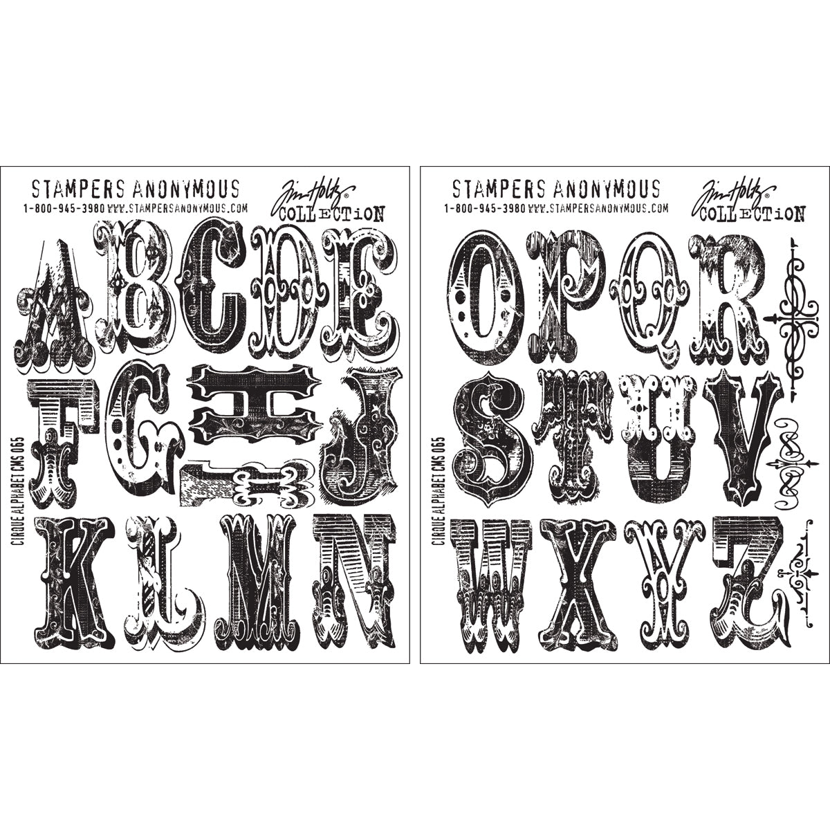 Stampers Anonymous Tim Holtz Cling Stamps 7"X8.5" - Cirque Alphabet
