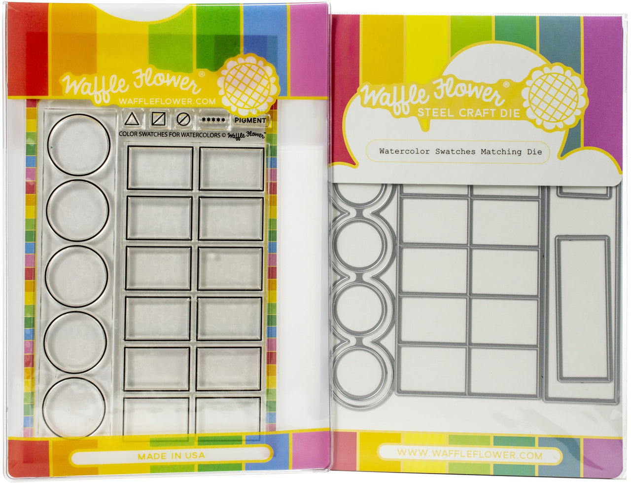 Waffle Flower Crafts Waffle Flower Stamp & Die Set - Watercolor Swatches