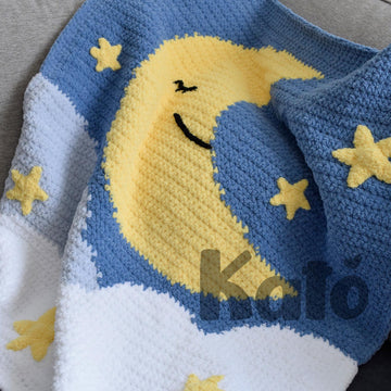 Crochet baby blanket pattern with Moon and Stars - Sweet dreams
