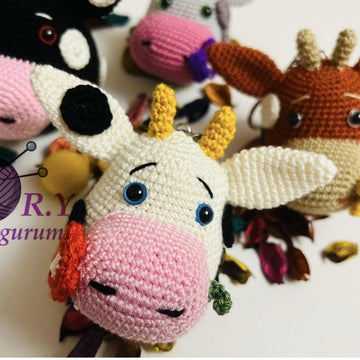 Amigurumi cow keychain