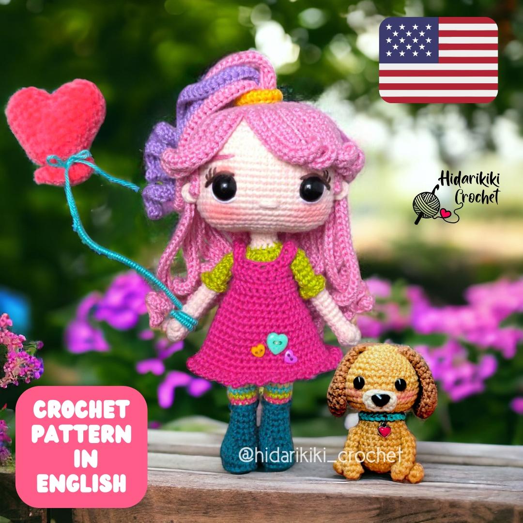 Valentina Amigurumi Crochet Pattern – Doll with Cute Doggy “Love” (PDF)