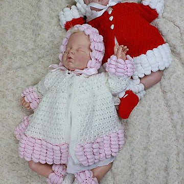 200- Pom Pom Edge Baby Matinee Set Knitting Pattern #200
