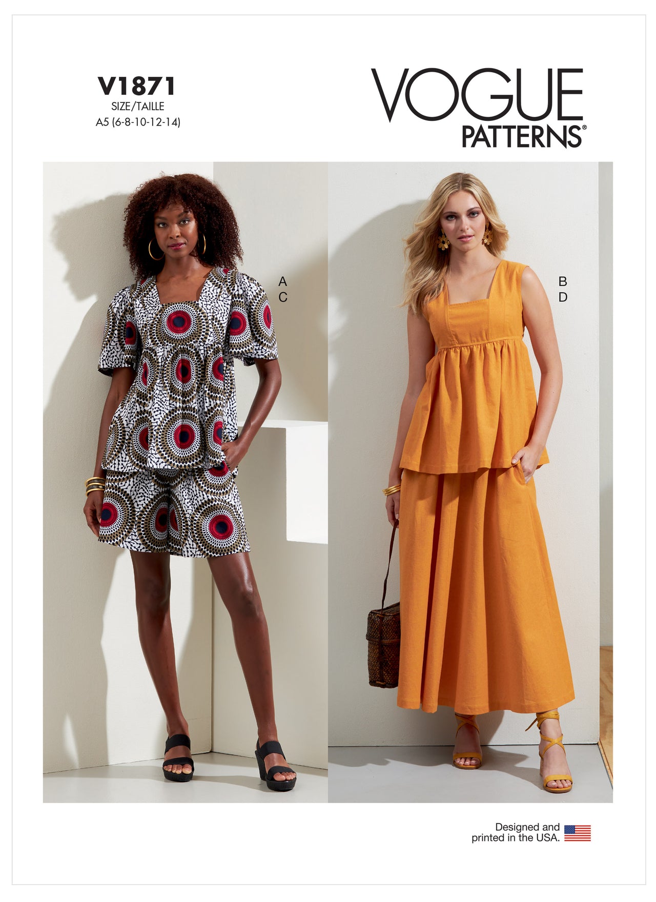 Vogue Misses' Tops, Shorts and Skirt V1871 - Sewing Pattern