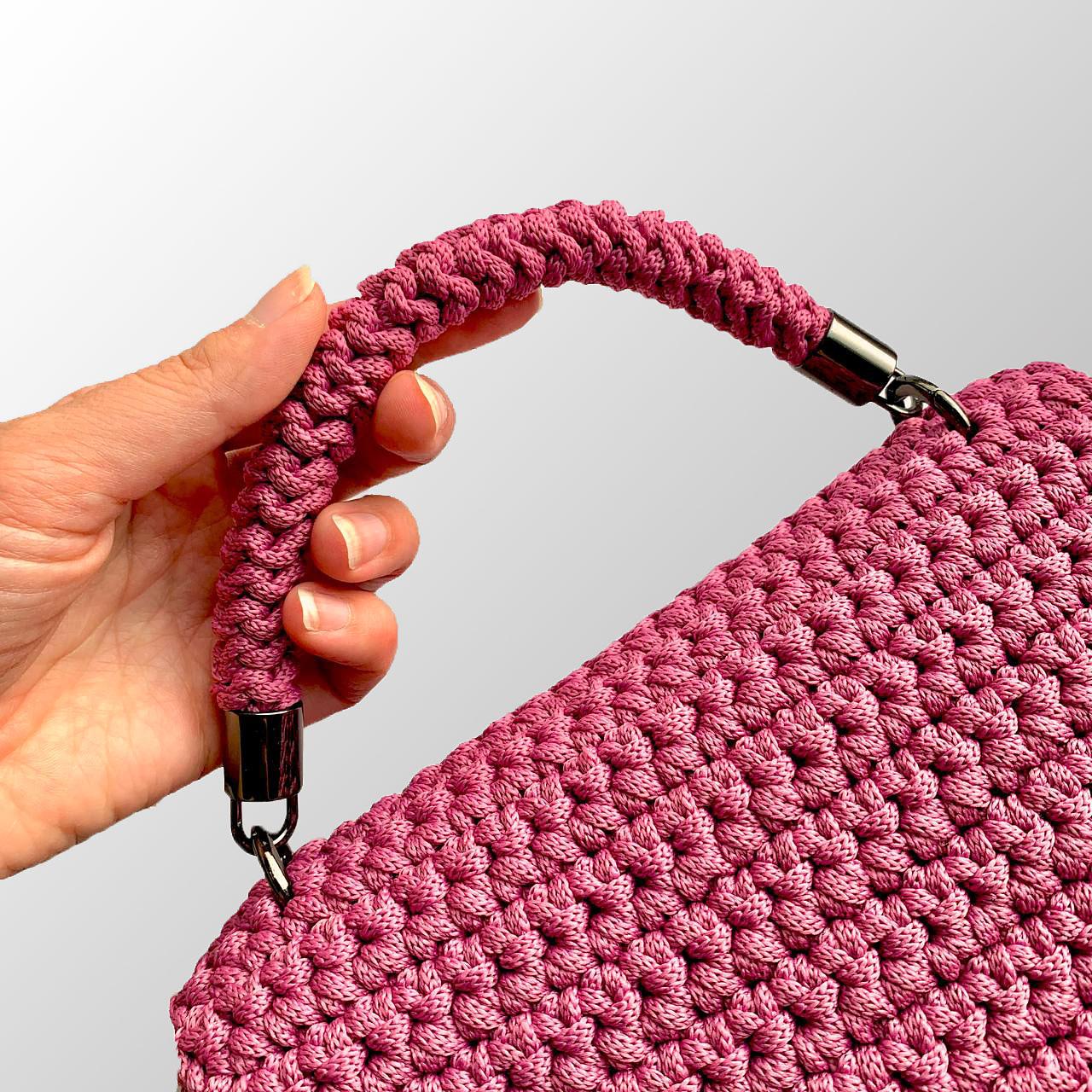 Crochet handbag with lining, Shoulder crossbody bag