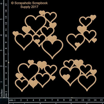 Scrapaholics Laser Cut Chipboard 1.8mm Thick - Heart Clusters, 4/Pkg, 2-3"