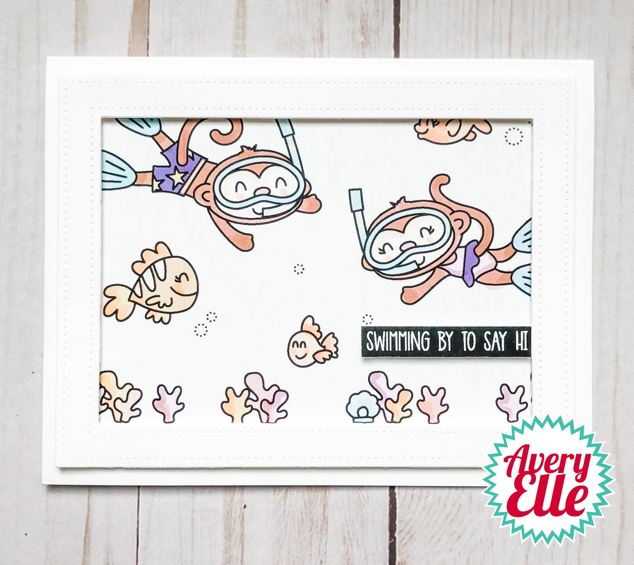 Avery Elle Clear Stamp Set 4"X3" - Monkey Sea Monkey Do