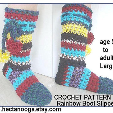428 RAINBOW BOOT STYLE SLIPPERS, age 5 to adult