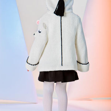 Polar Bear Baby Coat Hand Knitted with Crochet details