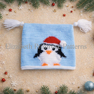 Christmas Penguin Bobble Hat & Teabag Hat DK Knitting Pattern P3 — Elizabeth Primrose Patterns