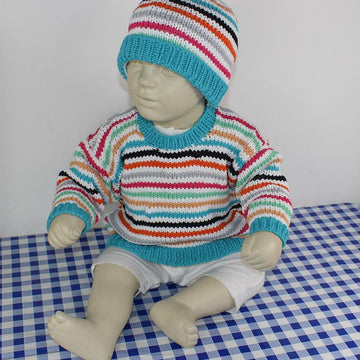 Baby Summer Stripe Sweater and Beanie