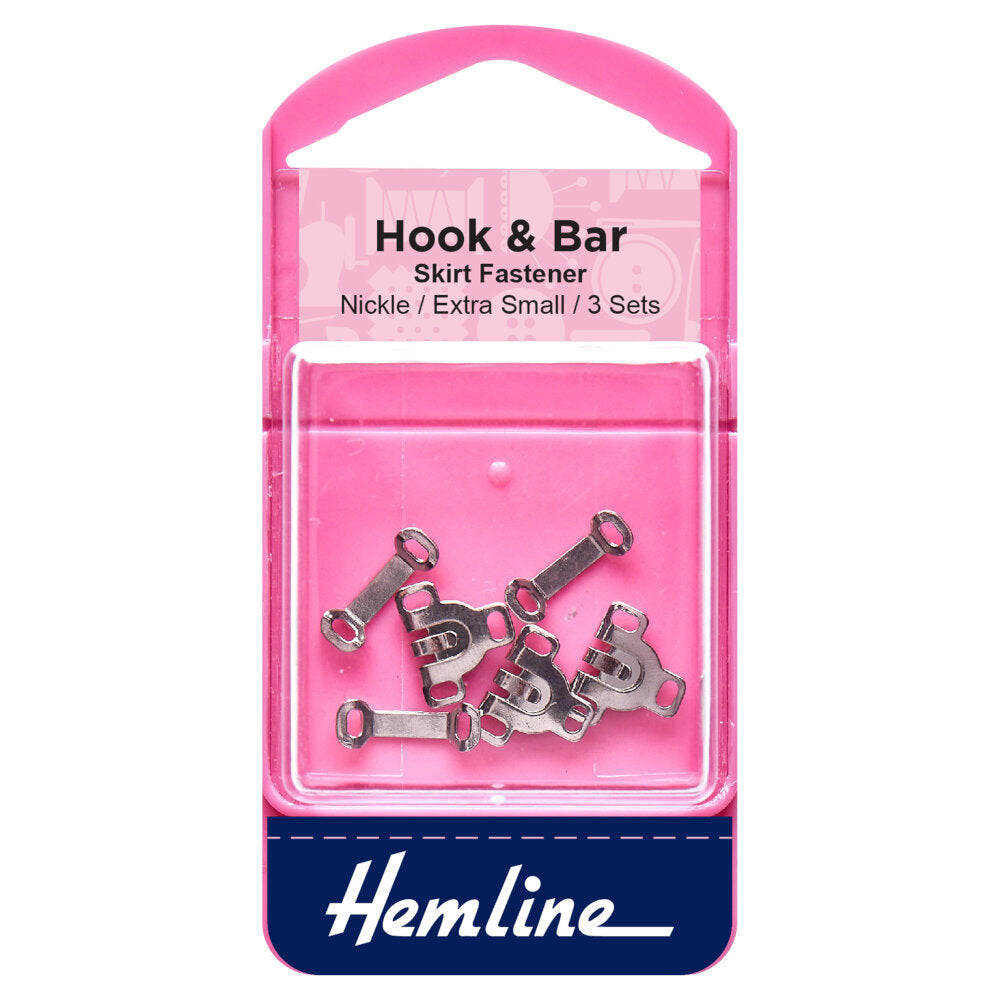Hemline Hook and Bar: Extra Small: Nickel: Pack of 3