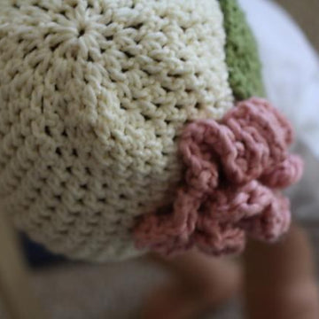 Crocheted Cap with Flower size Child to Adult