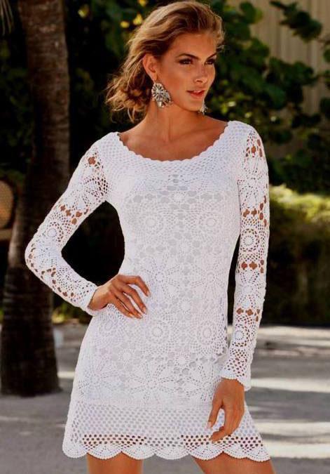 Floral long-sleeve mini medallion dress.