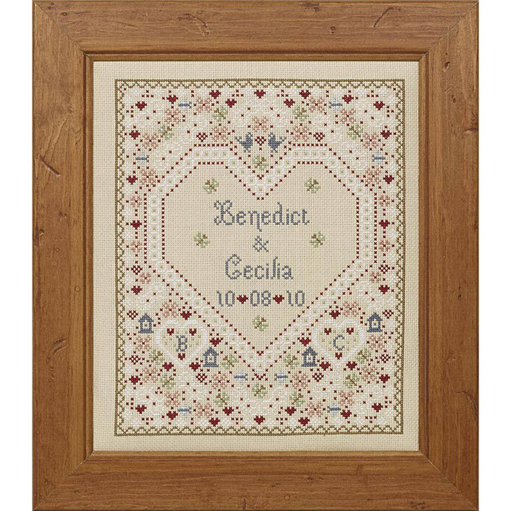Historical Sampler Company Confetti Wedding Sampler Cross Stitch Kit - 21cm x 25cm