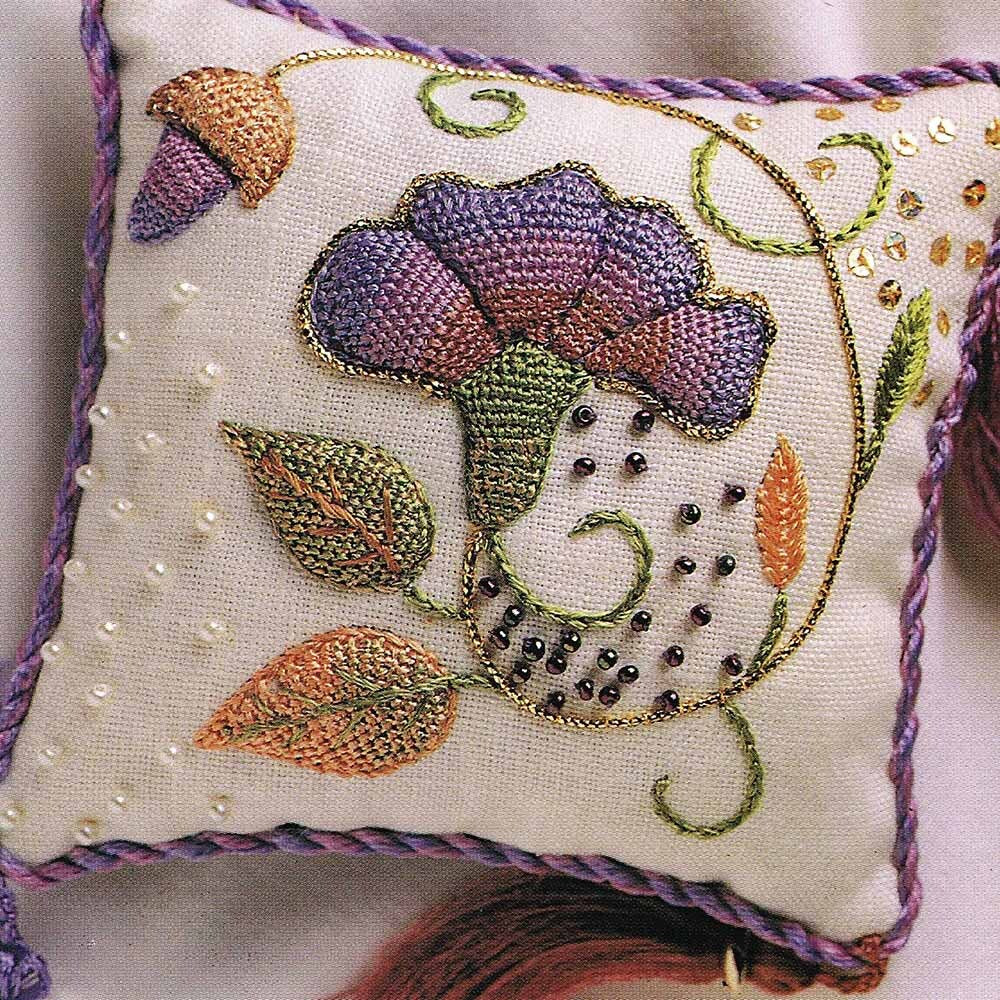 Rajmahal Elizabethan Pastel Pincushion Embroidery Kit - 12 x 12cm