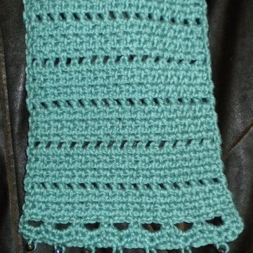 Basket Weave Scarf with Bead Trim