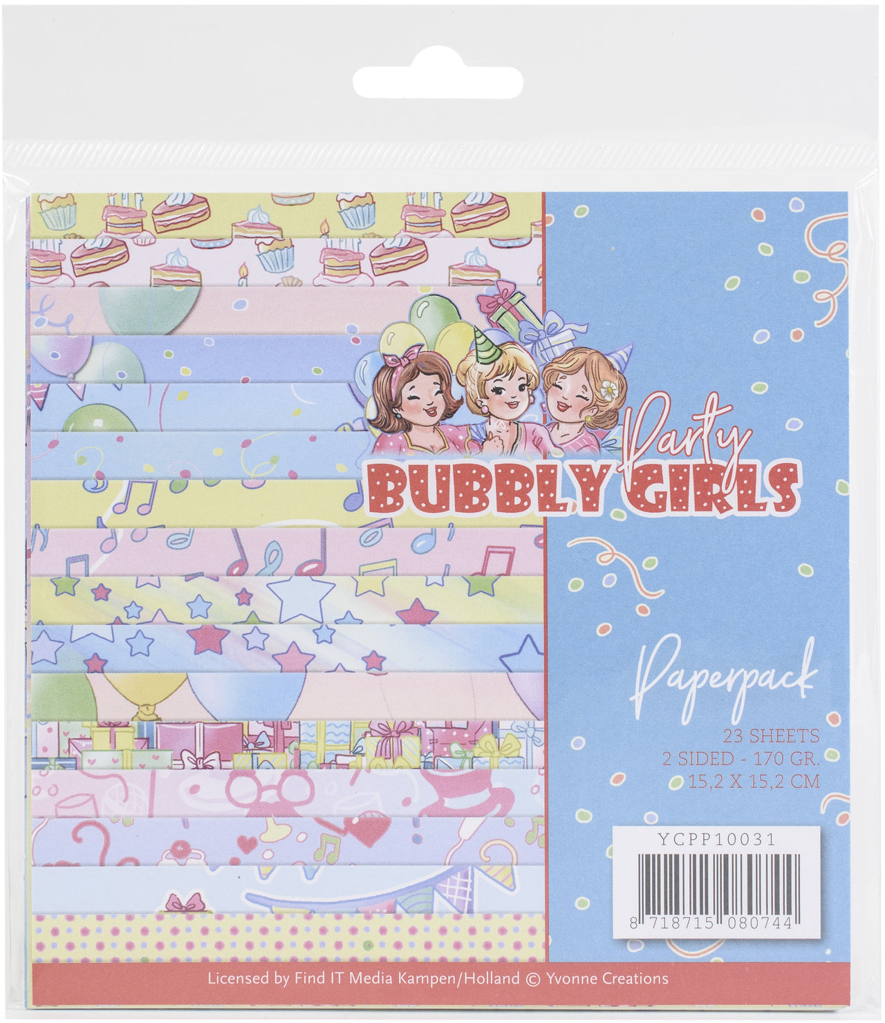 Find It Trading Yvonne Creations Paper Pack 6"X6" 23/Pkg - Bubbly Girls Party, Double-Sided