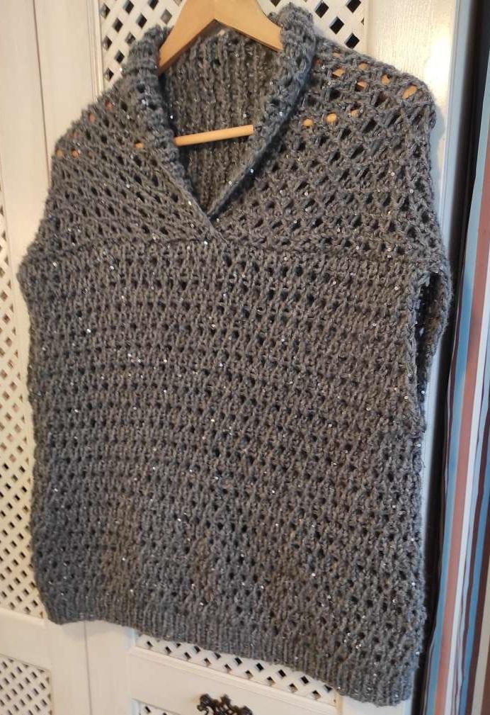 Women's vest, thick yarn with sequins